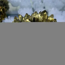 Decorative Figurines 350-400g Natural Titanium Coated Gold Crystal Quartz Cluster Home Decoration Gemstone Specimen
