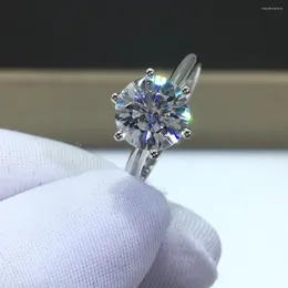 Küme halkaları inbeaut varış cilalı 925 gümüş platin kaplama 2-3 ct geçiş elmas test yuvarlak mükemmel kesim moissanite yüzük genç kız