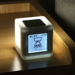 Kök Timers Cube LED -matlagning Learning Hourglass Glowing Night Light Countdown Work Tid Management Clock 230217