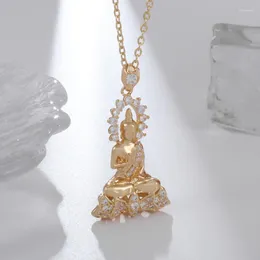Anhänger Halsketten Retro Einfache Buddhistische Lotus Buddha Halskette Männer Und Frauen Persönlichkeit Amulett Casual Exquisite Accessoires