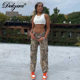 Women's Pants Capris Dulzura Tree Forest Print Women High Waist Cargo Pants Wide Leg Trousers Pocket Loose Streetwear Casual Autumn Winter 0220V23