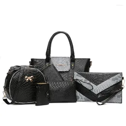 Evening Bags TRAVEASY 2023 Women Bag Tote Fashion Alligator Mother Six-Piece Set Elegant One Shoulder Diagonal Cross Lady