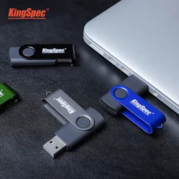 Kingspec USB2.0 3 Flash Drive 64GB 32GB 16GB 128GB Kalem Tüccarı Pendrive Su Geçirmez Gümüş U Disk Memoria Cel USB Stick Hediye