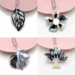 Anhänger Halsketten Naturalschale weiß Abalone Mosaikbaumblätter Blume Form Halskette Charms für Schmuck Geschenk