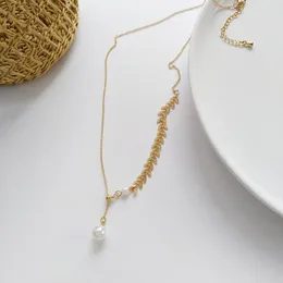 Collane con ciondolo Collana con foglie di grano Bracciale con perle d'acqua dolce Coda di pesce Gioielli in acciaio inossidabile Regalo unico per lei