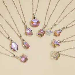 Подвесные ожерелья мода красочное хрустальное геометрическое ожерелье для женщин Цветочная звезда Слон Чокер День день рождения подарки украшения