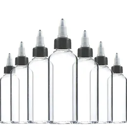 Perfume Bottle 30Pcs 30ml 60ml 100ml 120ml 150ml Plastic Empty Ink Vial Twist Top Black Cap Transparent Clear Bottle Tattooing Accessories 230217