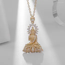 Anhänger Halsketten Männer Und Frauen Retro Einfache Buddhismus Lotus Buddha Halskette Persönlichkeit Amulett Lässige Exquisite Accessoires