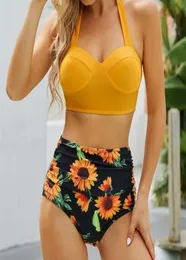 Mujeres sexy empuje bikini set cintura alta traje de baño floral traje de baño de verano 2206218624339