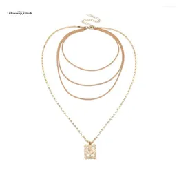 Choker Banny Pink Fashion Multi-Layer Dangle Pendant Statement Necklace For Women Sexy Chains Rose Clavicle Body Collar