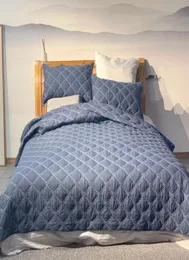 Set di trapunte Set trapunta di cotone 3 pezzi set da letto con 2 fogli di copertura del letto trapuntato blu a colore blu