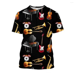 Męskie koszulki Jumeast 3D Guitar Guitar Drukowane koszulki Hip Hop Music do mężczyzn streetwear swobodny Y2K HARAJUKU Modne ubrania