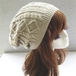 Шапочки шапочки/кепки черепа модные зимние шляпы для женщин теплый шаблон шапки шляпа вязаная сплошная капота.
