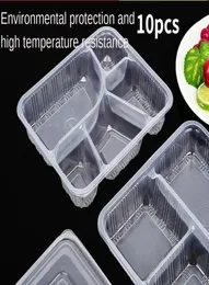 Einweg -Nake -Container -Box PP Kunststoff transparent schwarz mit Deckel Multigrid Restaurant zum Mitnehmen gepacktes Mittagessen Obst Stora3721822