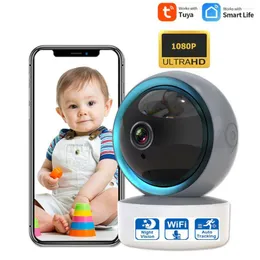 Tuya Home Surveillance Camera Visão noturna Monitor de bebê 1080p IP sem fio para vida inteligente