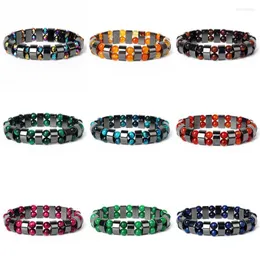 Strand Slimmation Hematite Bracelets duplos homens Tigre charme de olho mulheres cura energia Natureza Bracelet Jóias de pulseira