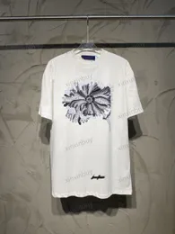 Xinxinbuy Men Designer Tee T Shirt 23ss Lotus Leaf Letters Print Short Sleeve Cotton Women White Black Beige XS-2XL