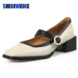 SDWK Woman Shoes New Fashion Retro Square Heel Breathable Mary Jane Comfortable Soft Bottom Platform Zapatos De Muje 0220