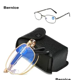 Стала для чтения мужчины женщины бифокальные очки пресбиопические очки прозрачная стеклянная линза Uni -Uni -rimlue Antiblue Drop Drop Delief Health Dhu9s