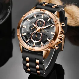Armbandsur Lige Military Silicone Sport Men Watches Luxury Watch Business Dress Quartz Man Waterproof Luminous Clock 2023