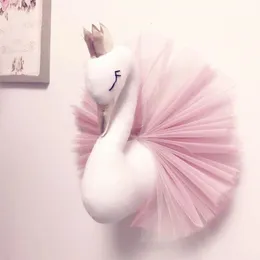 Fyllda plyschdjur Baby Girl Room Animal Head Swan Flamingo Wall Decoration Toys Girls Bedroom Accessories Decor Children Bild 230217