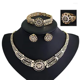 Pendant Necklaces European And American Vintage Atmosphere Foreign Trade Suit Hollow Earrings Necklace Accessories Four Piece Set