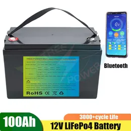 12.8V 100AH ​​LIFEPO4 배터리 100A BMS가 포함 된 Bluetooth FUCTION 12V CART 용 배터리 홈 어플라이언스 인버터