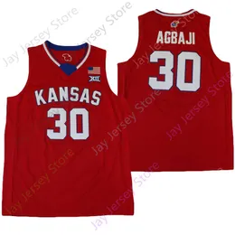 NCAA Basketball Nieuwe truien 2022 Kansas Jayhawks Basketball Jersey 30 Ochai Agbaji College Maat Jeugd volwassen Red Blue White