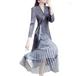 Casual Dresses Women's Professional Skirt Xiaoxiangfeng Heavy Industry Pleated Mesh Dress Temperament Dignified Atmosphere