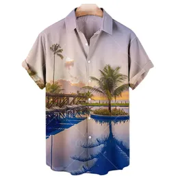 Men's Casual Shirts Summer Short Sleeve Coconut Tree 3d Printed Men's Shirts Casual Loose Hawaiian Shirt For Men Clothing Vintage Shirts Beach Top 230220