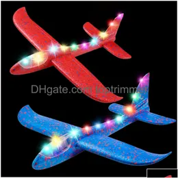 LED Flying Toys IJO Light Airplane Toys17 5 Stora kastskumplan2 Flyglägen Gliderplaneoutdoor för KidsFlyin DHE9C