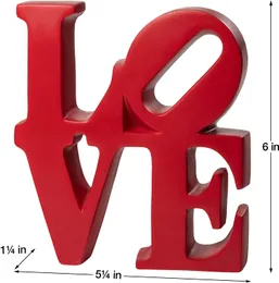 Valentine Day Gift 16*15.5*4cm Torre Tagus Word Art Red Harts Dekor Love 6x1.25x5.25 tum hem Dekorativa föremål Konststatyer vardagsrum Dekoration Harts Staty