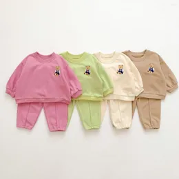 Clothing Sets 4372C Baby Set Cartoon Bear Suit 2023 Spring And Autumn Girl's Two Piece Sweater Pant Casual Boy's