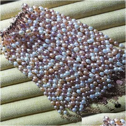 Perlen Großhandel Mode Natürliche Süßwasser Perle Hirse Perlen Armband 46mm Süße Und Elegante Hand Verziert Frau Drop Delive Dhejy