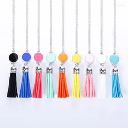 Pendant Necklaces AXIVY 2023 Acrylic Blank Disc Necklace Boho Tassel Chains For Women Gifts Customized Pendants