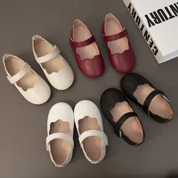 First Walkers Girls Shoes Wave Mary Jane for Baby Girls Kids Flats Kids Single Basic Ballet Black White Spring Autumn 230217