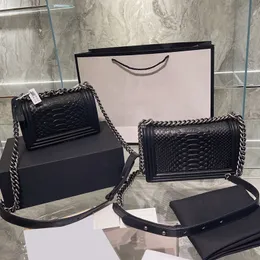 Fashion Famous Luxury Designer Bags France Women Boy Girls Clafkin Leather Serpentine Snake Patent Cowhide Aged Silver Hardware Handbags 25C/20C