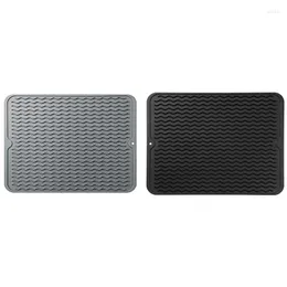 Table Mats Silicone Dish Drying Mat Easy Clean Heat-Resistant For Kitchen Counter Sink Refrigerator Drawer Liner