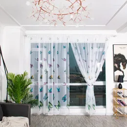 Zasłony zasłony nadrukowany motyl tiulowe okno okna balkon prosty na salon zużycie pręta