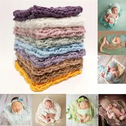 담요 Swaddling Born Pograph Props Blanket Crochet Baby Po 촬영 바구니 액세서리 스튜디오 230220