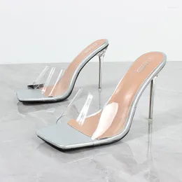 Slippers Women’s Sandals 2023 Summer PVC Open Toe-High-Heel Outside Stiletto Sexy Women Shoes 11cm