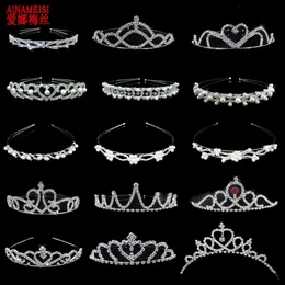 Tiaras Ainameisi Pearl Princess Tiara Crystal Crown Kid Girls Lover PROMギフトヘアジュエリーブライダルヘッドバンドウェディングTiaras and Crowns Z0220