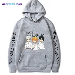 Herrtröjor tröjor de utlovade neverland heta anime hoodie pullover toppar långärmad modduk 022023h