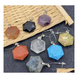 Charms Natural Crystal Quartz Stone 25mm Hexagon Pendants Trendiga f￶r halsband￶rh￤ngen smycken g￶r ffshop2001 droppleverans findi dhbeo