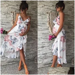 Maternity Dresses Dress Ruffled Pregnancy Clothes Print Elegant Loose Irregar Plus Size Maxi Dress1 Drop Delivery Baby Kids Supplies Dhr8Q