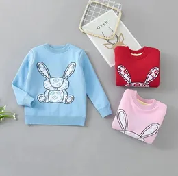 Barn designer kl￤der tecknad kanin pullover baby flicka tr￶jor stickkl￤der jumper barn kappa