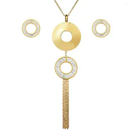 Kolye Küpe Seti 006 Jewelry Kadınlar için Gümüş Altın Renk Yuvarlak Tasarım Saplama Partisi Takı 2023
