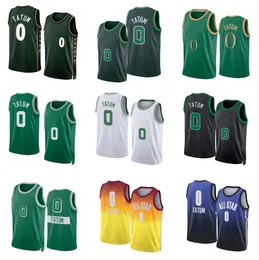 Jason Tatum Basketball Jerseys S-XXL 2022-23 temporada branco preto verde Homens Mulheres Youth city jersey 0