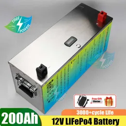 Deep Cycle Batteries 12V 200AH LifePo4 Lithium Ion Battery Pack för solsystem Camper Cars Marine Golf Cart Quads
