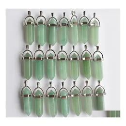 Charms Natural Stone Green Aventurine Shape Point Chakra Pendants For Jewelry Making FFSHOP2001 Drop Leverans Findings Components DHXZQ